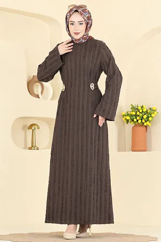 moda selvim Dress 2701TPK1167 Brown - Thumbnail