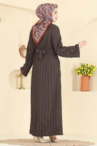 moda selvim Dress 2701TPK1167 Brown - Thumbnail
