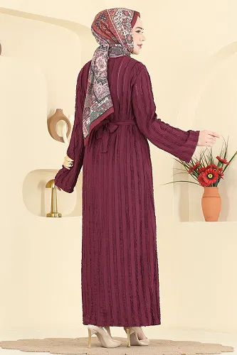 moda selvim Dress 2701TPK1167 Burgundy - Thumbnail
