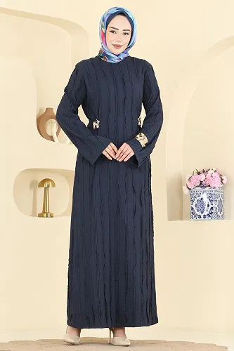 moda selvim Dress 2701TPK1167 Navy Blue - Thumbnail