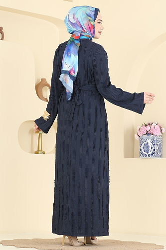 moda selvim الفستان كحلي 2701TPK1167 - Thumbnail