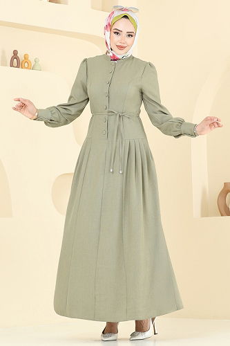 moda selvim Dress 2705SL432 Almond Green - Thumbnail