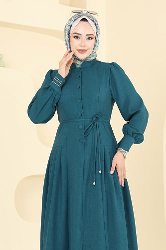 moda selvim الفستان بترولي 2705SL432 - Thumbnail