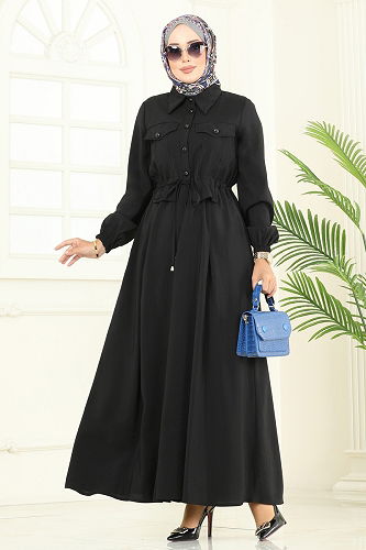 moda selvim Dress 2713SL432 Black - Thumbnail