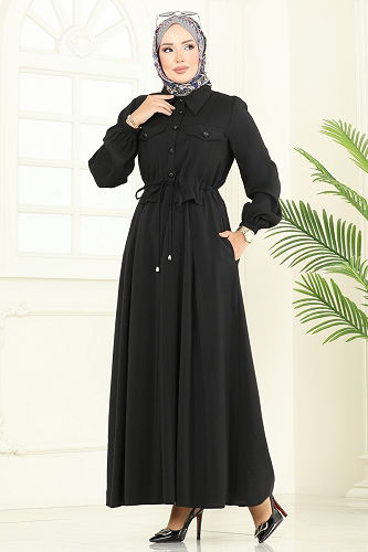 moda selvim Dress 2713SL432 Black - Thumbnail