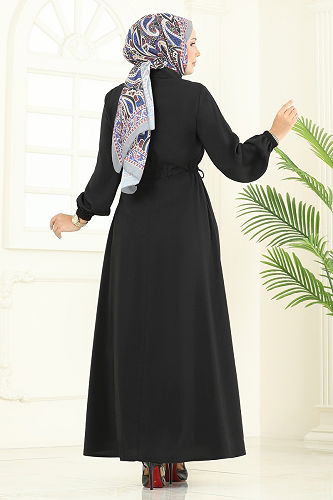 moda selvim الفستان أسود 2713SL432 - Thumbnail