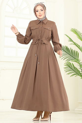 moda selvim Dress 2713SL432 Brown - Thumbnail