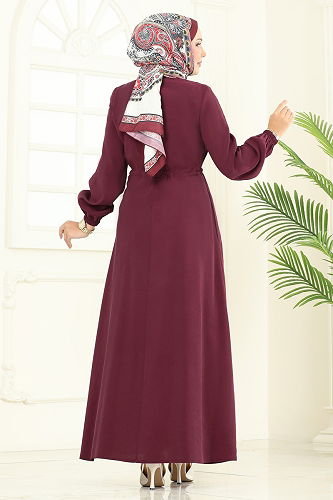 moda selvim الفستان خمري 2713SL432 - Thumbnail