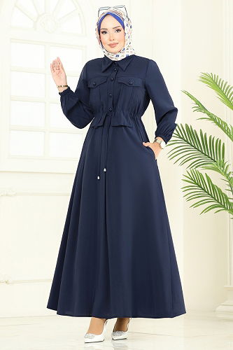 moda selvim Dress 2713SL432 Navy Blue - Thumbnail