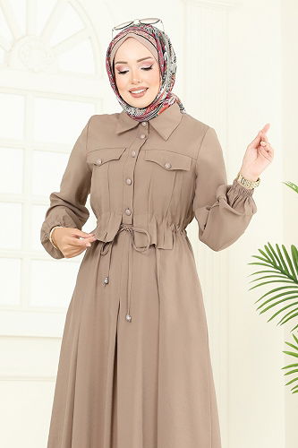 moda selvim الفستان بيج 2713SL432 - Thumbnail