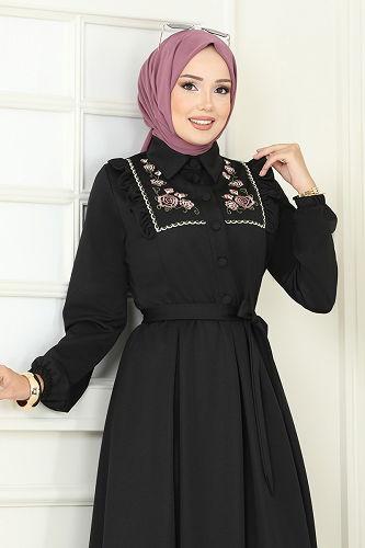 moda selvim Dress 2725SL432 Black - Thumbnail