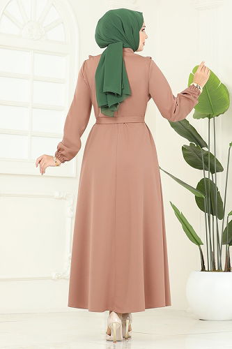 moda selvim Dress 2725SL432 Latte - Thumbnail