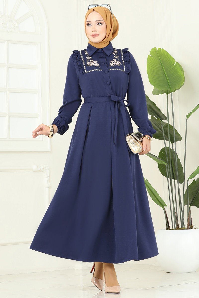 Dress 2725SL432 Navy Blue - Moda Selvim