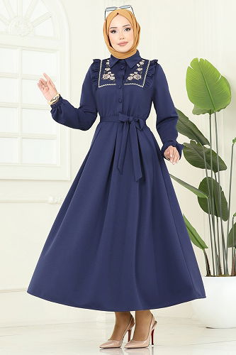 moda selvim الفستان كحلي 2725SL432 - Thumbnail