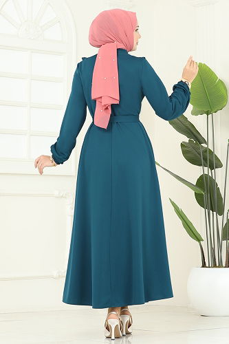 moda selvim الفستان بترولي 2725SL432 - Thumbnail