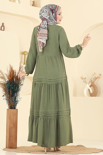 moda selvim Dress 2733SL432 Almond Green - Thumbnail