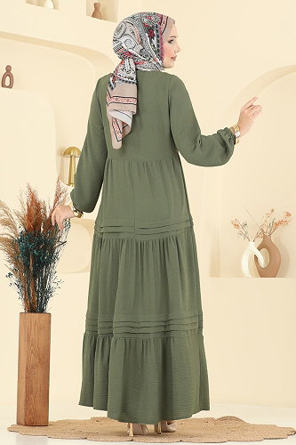 moda selvim Dress 2733SL432 Almond Green - Thumbnail