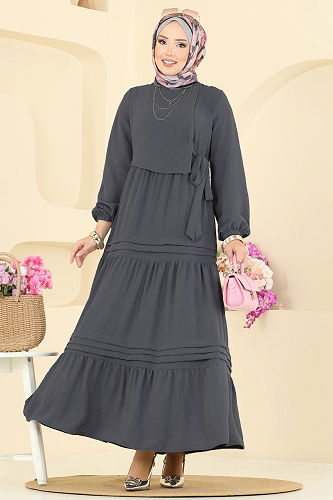 moda selvim Dress 2733SL432 Anthracite - Thumbnail
