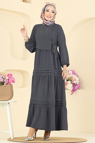 moda selvim Dress 2733SL432 Anthracite - Thumbnail