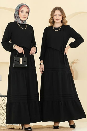 moda selvim Dress 2733SL432 Black - Thumbnail