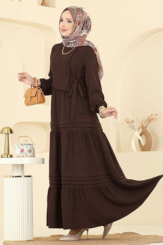 moda selvim Dress 2733SL432 Brown - Thumbnail