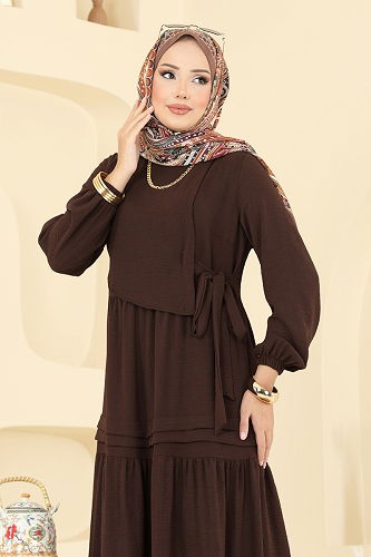 moda selvim Dress 2733SL432 Brown - Thumbnail
