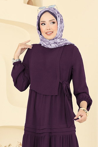 moda selvim Dress 2733SL432 Damson - Thumbnail