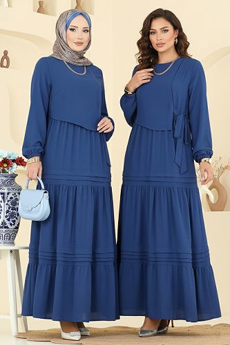 moda selvim Dress 2733SL432 Dark Indigo - Thumbnail