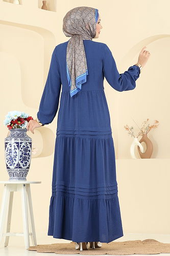 moda selvim Dress 2733SL432 Dark Indigo - Thumbnail