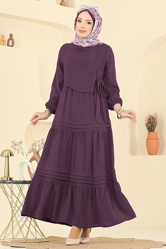 moda selvim الفستان ليلكي غامق 2733SL432 - Thumbnail