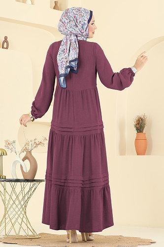 moda selvim الفستان وردي غامق 2733SL432 - Thumbnail