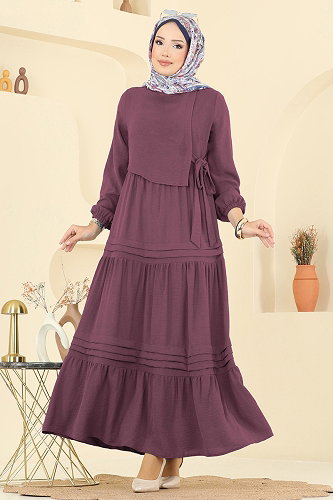 moda selvim الفستان وردي غامق 2733SL432 - Thumbnail