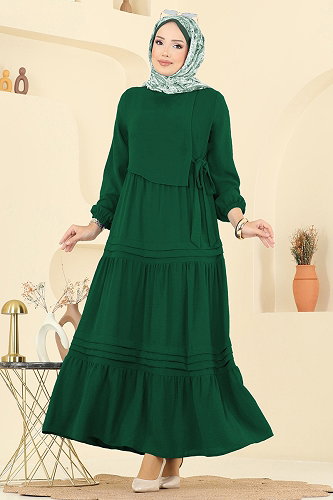 moda selvim Dress 2733SL432 Emerald - Thumbnail