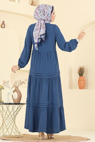 moda selvim Dress 2733SL432 Indigo - Thumbnail