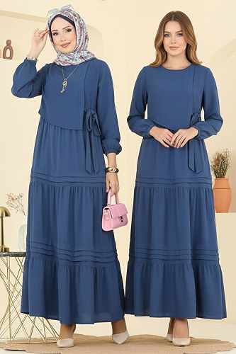 moda selvim Dress 2733SL432 Indigo - Thumbnail