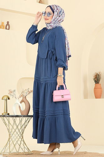 moda selvim الفستان ازرق 2733SL432 - Thumbnail