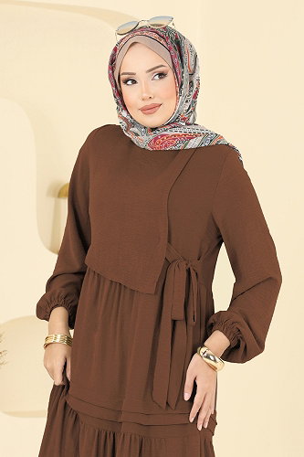 moda selvim Dress 2733SL432 Light Brown - Thumbnail