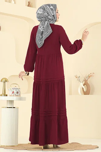 moda selvim Dress 2733SL432 Light Burgundy - Thumbnail
