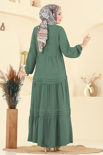 moda selvim الفستان أخضر باهت 2733SL432 - Thumbnail