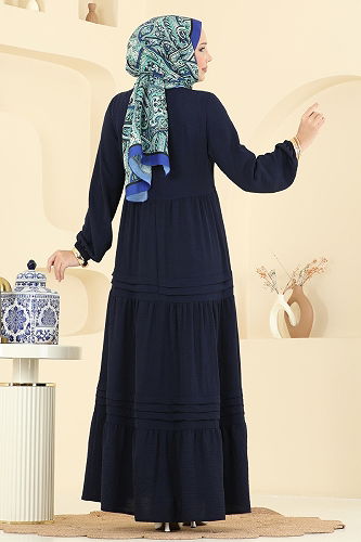 moda selvim Dress 2733SL432 Navy Blue - Thumbnail