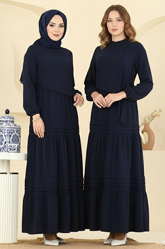 moda selvim Dress 2733SL432 Navy Blue - Thumbnail