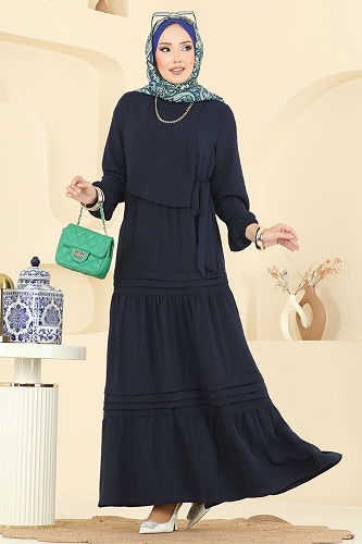 moda selvim Dress 2733SL432 Navy Blue - Thumbnail