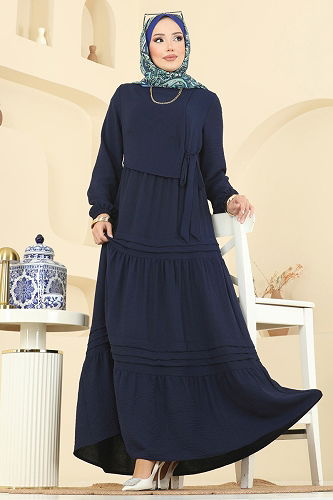 moda selvim Dress 2733SL432 Navy Blue - Thumbnail