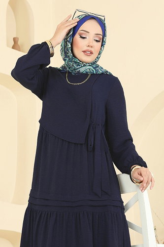 moda selvim الفستان كحلي 2733SL432 - Thumbnail