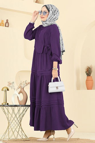 moda selvim Dress 2733SL432 Purple - Thumbnail