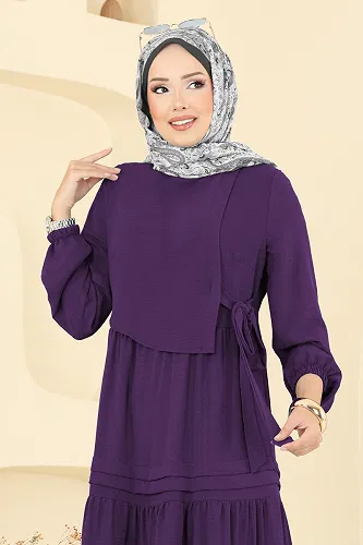 moda selvim Dress 2733SL432 Purple - Thumbnail