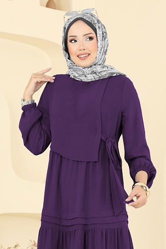 moda selvim الفستان أرجواني 2733SL432 - Thumbnail