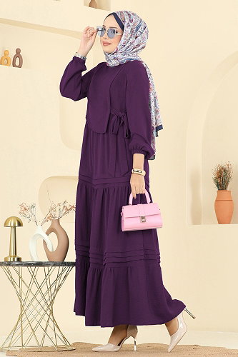 moda selvim الفستان أرجواني 2733SL432 - Thumbnail