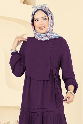 moda selvim الفستان أرجواني 2733SL432 - Thumbnail