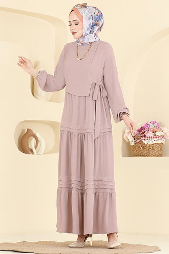 moda selvim الفستان بيج 2733SL432 - Thumbnail